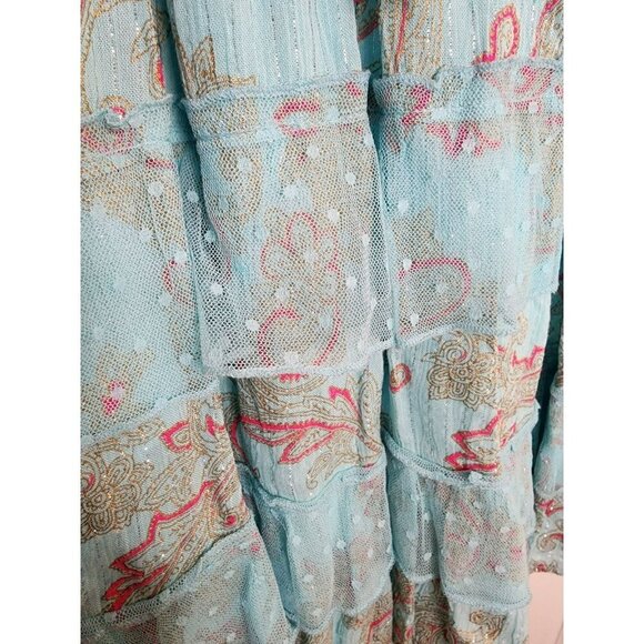 NWT Sz S/M Ananta Made In India 100% Rayon Turquoise Blue Red Paisley Dress Boho - Picture 5 of 7